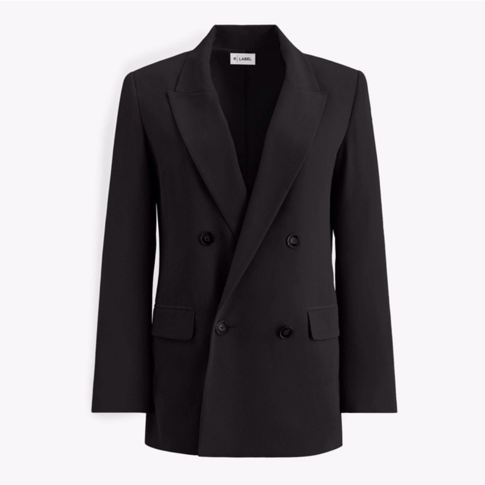 The Reset R Label Blazer Matte Black Silk Double Breasted XS